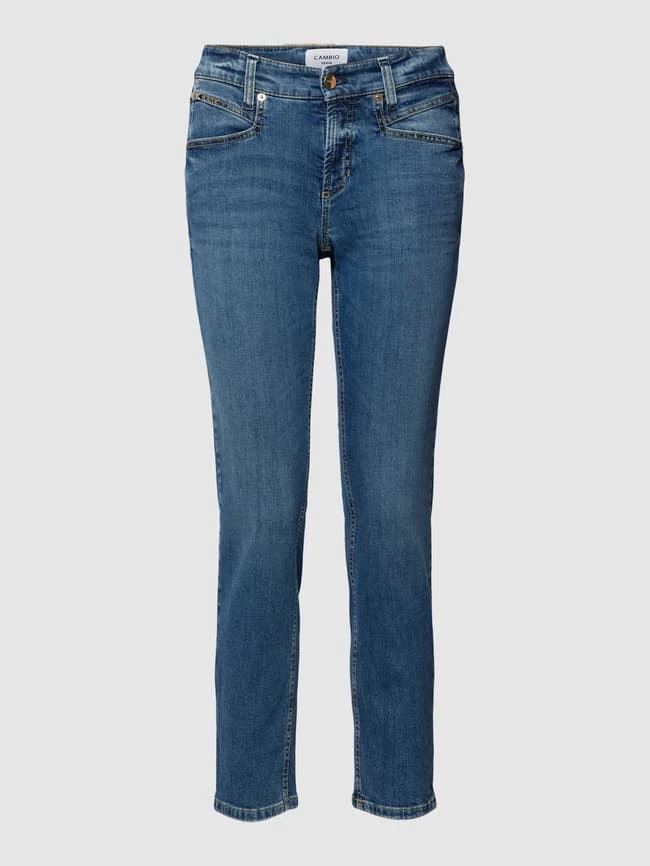 Cambio Slim Fit Jeans Mit Label-Patch Aus Leder Modell 'PINA SEAM' - Hellblau 4 Cambio Slim Fit Jeans Mit Label-Patch Aus Leder Modell 'PINA SEAM' - Hellblau – Bild 2