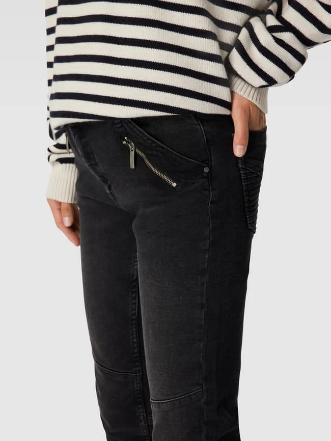 Milano Italy Skinny Fit Jeans Mit Teilungsnähten Modell 'Biker Jeans Cropped' - Schwarz 5 Milano Italy Skinny Fit Jeans Mit Teilungsnähten Modell 'Biker Jeans Cropped' - Schwarz – Bild 3