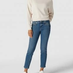 Cambio Slim Fit Jeans Mit Label-Patch Aus Leder Modell 'PINA SEAM' - Hellblau