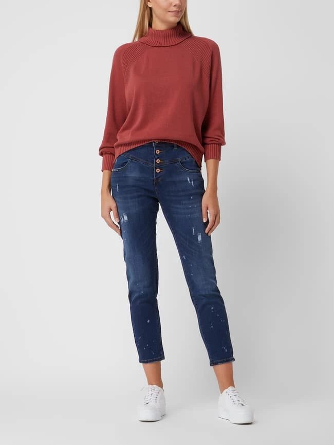 Blue Monkey Cropped High Waist Jeans Mit Stretch-Anteil Modell 'River' - Blau 3 Blue Monkey Cropped High Waist Jeans Mit Stretch-Anteil Modell 'River' - Blau
