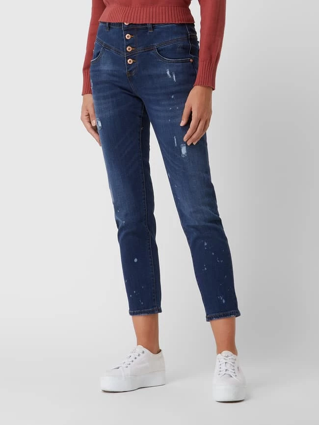 Blue Monkey Cropped High Waist Jeans Mit Stretch-Anteil Modell 'River' - Blau 6 Blue Monkey Cropped High Waist Jeans Mit Stretch-Anteil Modell 'River' - Blau – Bild 4