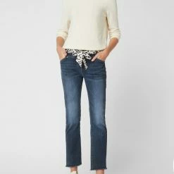 7 For All Mankind Shop 12 Blue Monkey Straight Fit Cropped Jeans Mit Stretch-Anteil Modell 'Sandy' - Dunkelblau