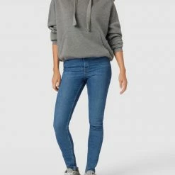 Pieces Skinny Fit High Waist Jeans Mit Kontrastnähten - Jeans Meliert