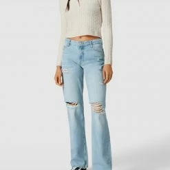 REVIEW Jeans Im Used-Look - Himmelblau