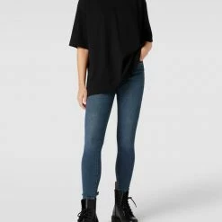 Only Skinny Fit Jeans Im Used-Look Modell 'MILA' - Schwarz