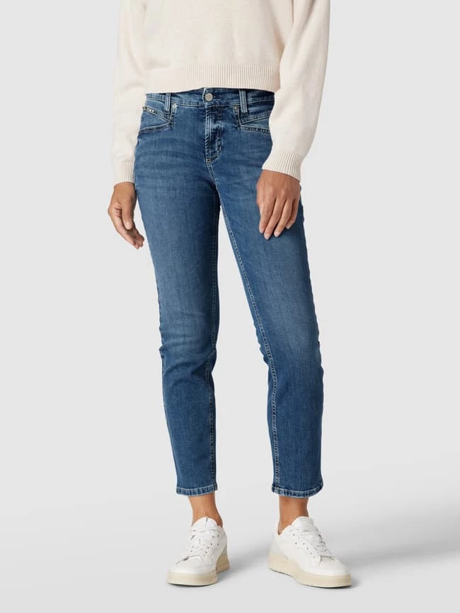 Cambio Slim Fit Jeans Mit Label-Patch Aus Leder Modell 'PINA SEAM' - Hellblau 6 Cambio Slim Fit Jeans Mit Label-Patch Aus Leder Modell 'PINA SEAM' - Hellblau – Bild 4