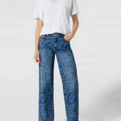 Q/S Designed By Slim Fit Jeans Mit Allover-Muster Modell 'Wave' - Blau