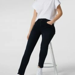 Blue Monkey Slim Fit Jeans Mit Label-Patch Modell 'Laura' - Dunkelblau