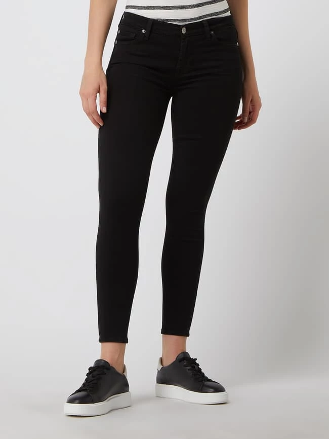 7 For All Mankind Cropped Super Skinny Fit Jeans Mit Stretch-Anteil - Schwarz 6 7 For All Mankind Cropped Super Skinny Fit Jeans Mit Stretch-Anteil - Schwarz – Bild 4