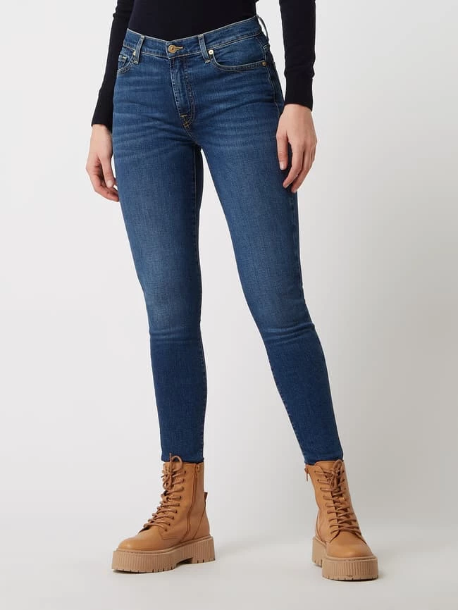 7 For All Mankind Cropped Skinny Fit High Waist Jeans Mit Stretch-Anteil - Blau 6 7 For All Mankind Cropped Skinny Fit High Waist Jeans Mit Stretch-Anteil - Blau – Bild 4
